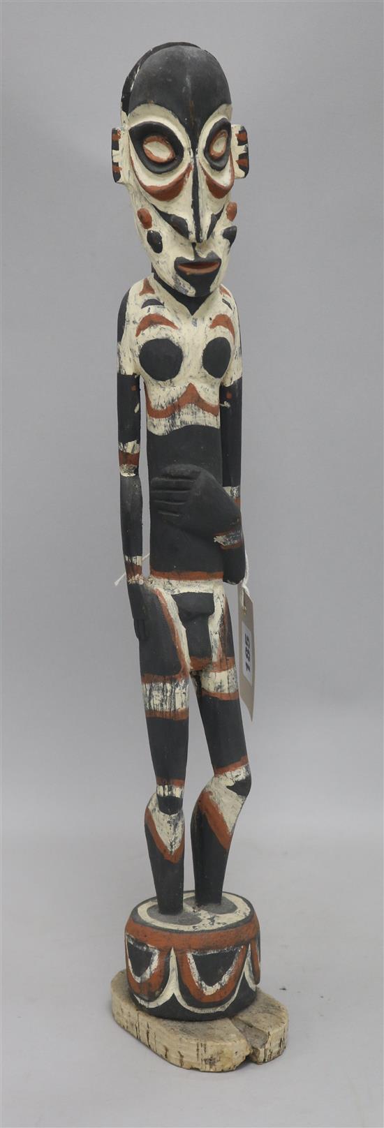 A Kaminibit village Sepik River painted wood tribal carving, Papua New Guinea height 53cm